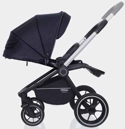 MowBaby Коляска 2 в 1 Zoom PU / цвет Silver Black (черный, рама серебро)