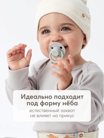 Happy baby  Соска-пустышка латексная, вишня, 6-12м /цвет light gray 13042