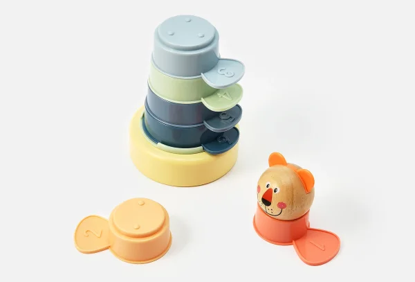 Happy baby Развивающая игрушка пирамидка, ZOO PYRAMID «ЗУ ПИРАМИД» (лев и жираф / lion and giraffe) 331953