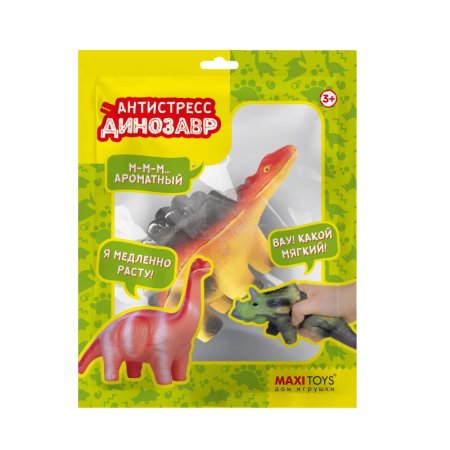 Maxitoys Игрушка-сквиш Антистресс-Динозавр Стегозавр, 15 см, в красочном пакете с окошком