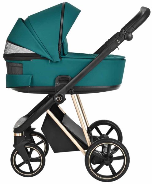 Roan Коляска 2 в 1 Sol Luxury / цвет Deep Lake (бирюзовый, рама золото, ручка черная)