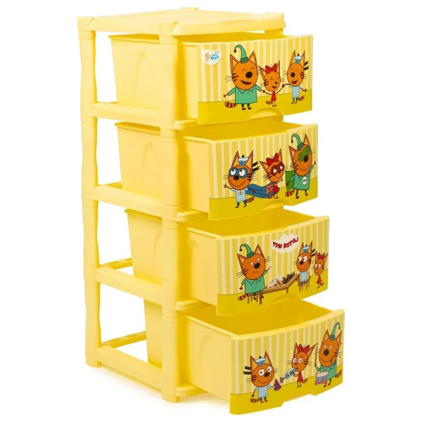 Lalababy Детский комод Три Кота, 4 ящика / цвет жёлтый