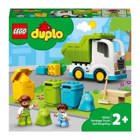 LEGO DUPLO Конструктор "Мусоровоз и контейнеры для раздельного сбора мусора"