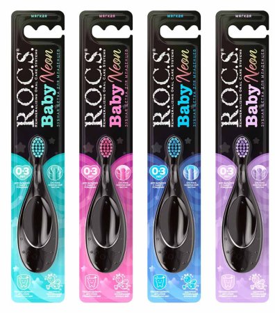 Rocs Зубная щетка Baby Neon мягкая, от 0 до 3 лет