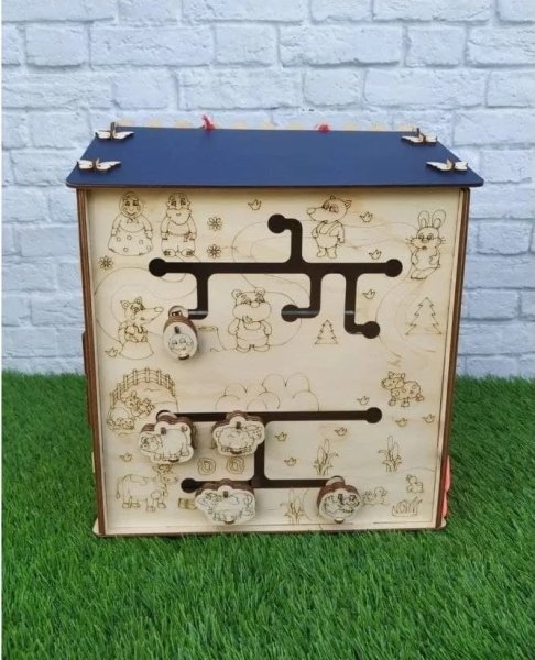 Обучающая игрушка Бизидом для детей из березы 36*32*32 см