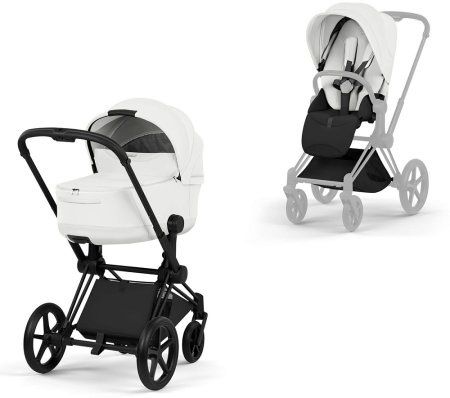 Коляска 2в1 CYBEX Priam Style Matt Black + спальный блок (Off White)
