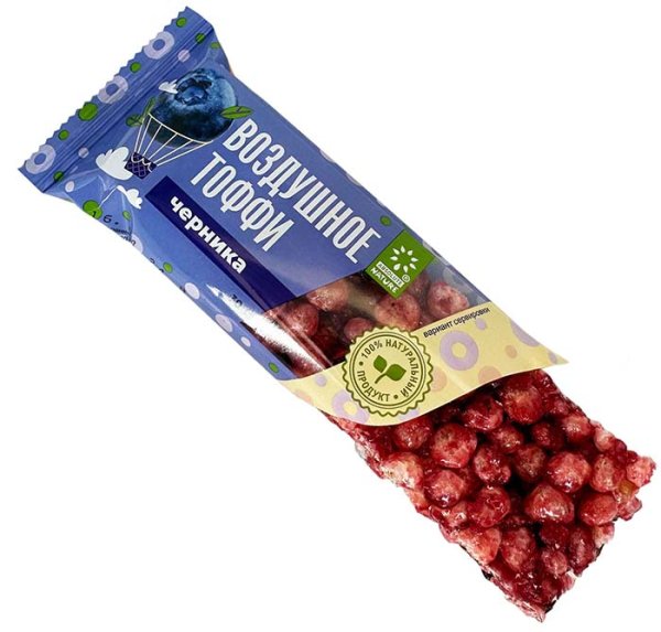 Absolute Nature Злаковый батончик «Воздушное тоффи с черникой», 30 г