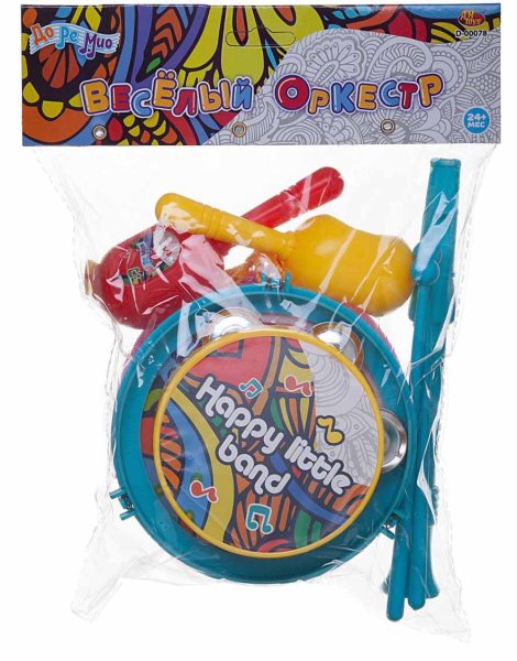 ABtoys Набор музыкальных инструментов: маракасы, бубен, барабан, дудка