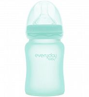 Everyday Baby Стеклянная бутылочка 150 мл / мятный с защитным силиконовым покрытием