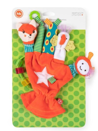 Happy Baby Игрушка-перчатка Дай пять, с шуршащими элементами / цвет оранжевый