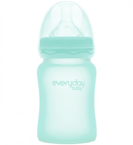 Everyday Baby Стеклянная бутылочка 150 мл / мятный с защитным силиконовым покрытием