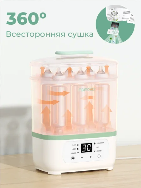 Электрический паровой стерилизатор д/бутылочек 8 в 1 BS02, белый Мамкози/Momcozy