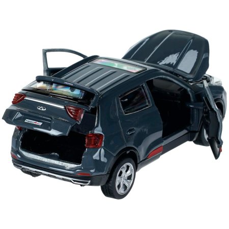 Машина металл chery tiggo 4 pro 12 см, двери, кап, баг,инер,темно-серый,кор. Технопарк 415037