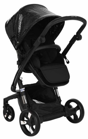 Ibebe Коляска 2 в 1 I-Stop Leathe / цвет crocodile black-black (черный)