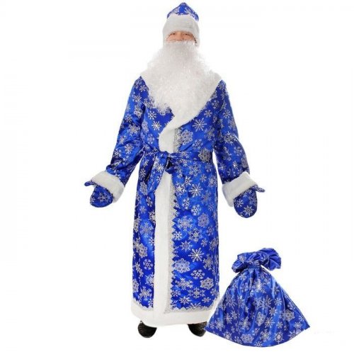 Карнавальный костюм / Дед Мороз плюш синий / размер 54-56 / рост 182 см