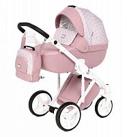 Adamex Детская коляска 3 в 1 Luciano /цвет Q220 розовая пудра/ пудра с рисунком