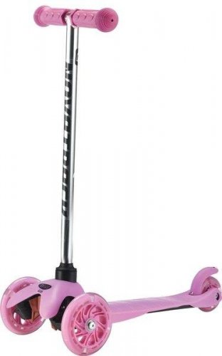 Novatrack Детский самокат-кикборд Disco-kids, мигающие колеса, нежно-розовый