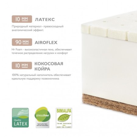 Plitex Матрац детский Orto Foam / цвет белый