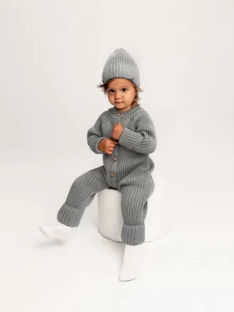 Amarobaby Комбинезон вязаный детский демисезонный Pure Love Tot, размер 56 / цвет серый