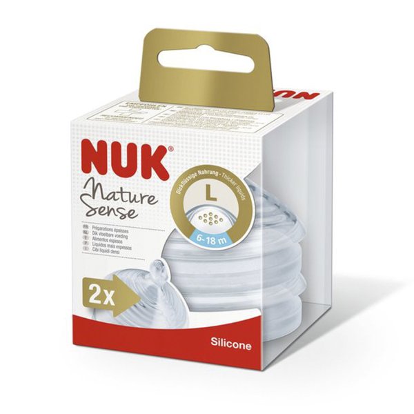 NUK Соска из силикона Nature Sense антиколиковая с отверстием "L", размер 2