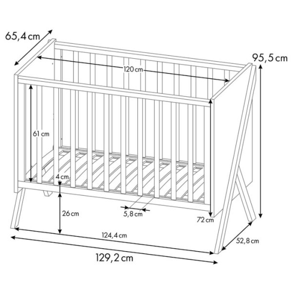 Polini kids Кровать Porto 1300 / цвет графит-дуб крафт
