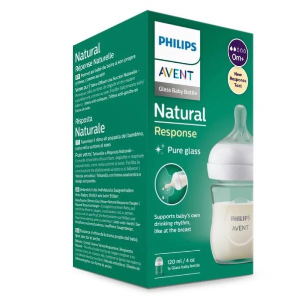 Avent Бутылочка для кормления Natural Response, 120 мл, стекло