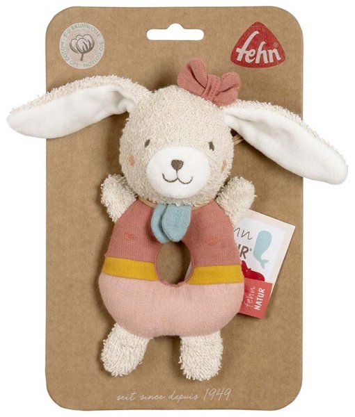 Fehn Мягкая погремушка-кольцо Зайка