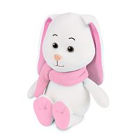 Maxitoys Luxury Мягкая игрушка Зайка Снежинка с Длинными Ушами в Шарфе, 20 см / цвет белый, розовый