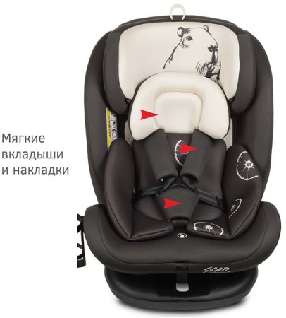 Siger Автокресло Престиж Isofix Lux (0-36 кг) / цвет Капибара (темно-серый)