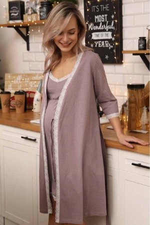 Hunny mammy Комплект для беременных и кормящих 13120 / 170,176-120-126 см / цвет коричневый-молочный
