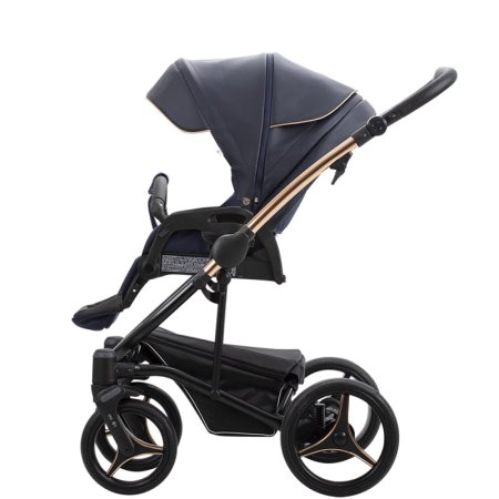 Bebetto Детская коляска 2 в 1 Torino Si / цвет синий (экокожа+ткань) / SI04 mie / рама бронзовая