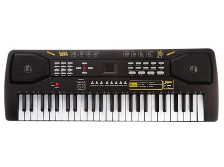 Abtoys Синтезатор (пианино электронное) с адаптером, 49 клавиш / цвет черный, белый