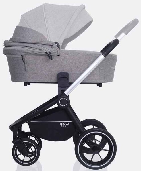 MowBaby Коляска 3 в 1 Zoom PU / цвет Silver Beige (бежево-серый, рама серебро)