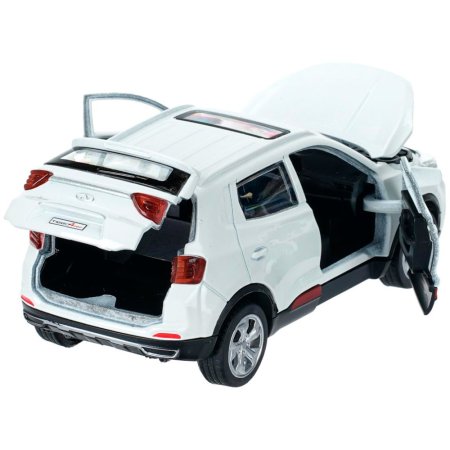 Машина металл chery tiggo 4 pro 12 см, двери, кап, баг, инер, белый, кор. Технопарк 415041