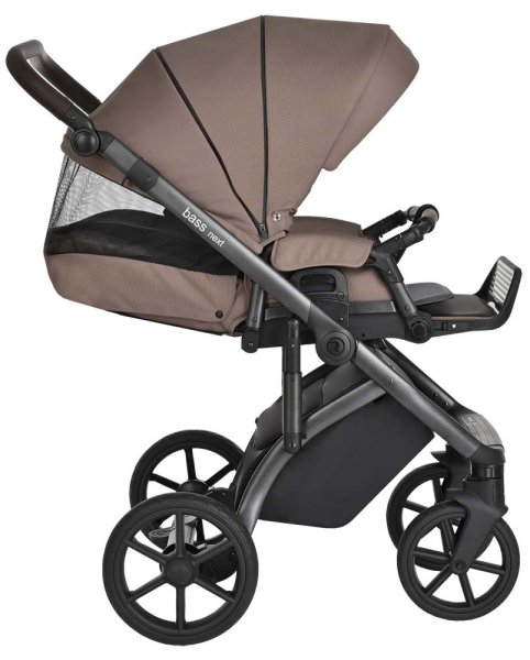 Roan Коляска 2 в 1 Bass Next / цвет Raisin Mood (коричнево-розовый, рама черная, ручка коричневая)