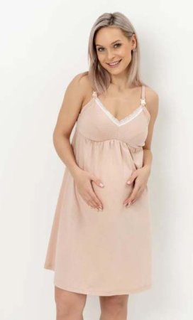 Hunny mammy Сорочка для беременных и кормящих 21602 / цвет пшеничный-молочный