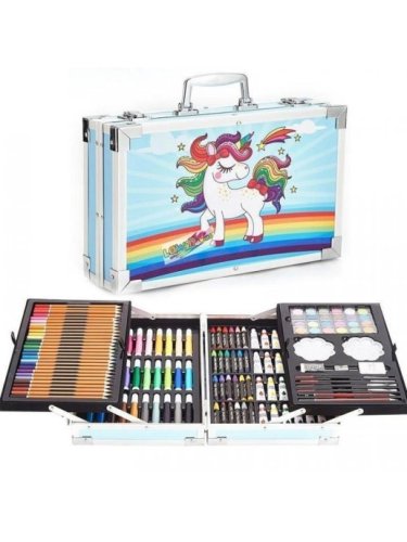 ToyCo Канцелярский набор в металлическом чемодане / цвет голубой
