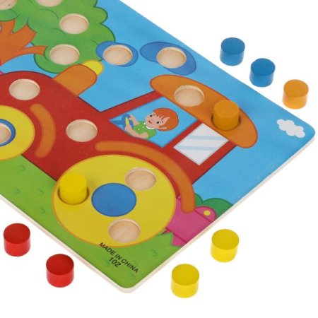 Буратино Развивающая игрушка из дерева «Цветные точки»