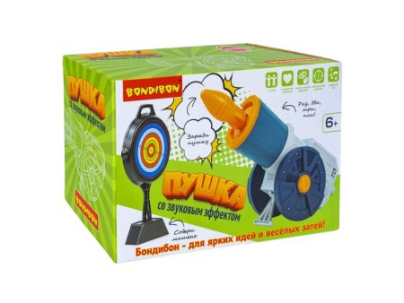 (м.) Игровой набор "ПУШКА" Bondibon, 3 снаряда, мишень, звуков.эффект