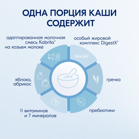 Каша Kabrita® Гречневая с яблоком и абрикосом на молочной смеси для детей с 5 месяцев, 180 г
