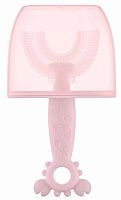 Roxy-Kids Зубная щетка-массажер "Крабик", с футляром / цвет розовый					